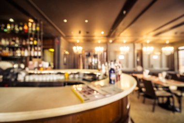 Arka plan için soyut bulanık restoran ve kafenin içi