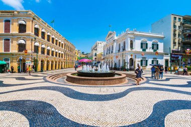 Çin, Macau macau şehir - 6 Eylül 2018 - güzel eski mimari yapı Arata kare çevresinde