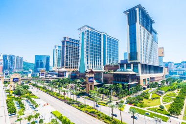 Çin, Makao - 11 Eylül 2018 - güzel lüks dış mimari yapı otelin çare macau şehir manzarası