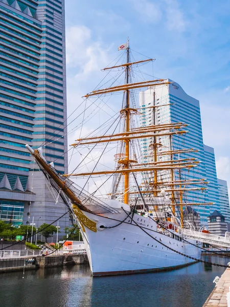 Yokohama Japan July 2018 Beautiful Nippon Maru Sailing Boat Blue — Stock Photo, Image