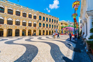 Çin, Macau macau şehir - 6 Eylül 2018 - güzel eski mimari yapı Arata kare çevresinde