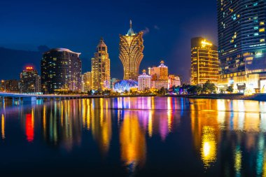 Bina Cityscape macau City geceleri güzel mimari