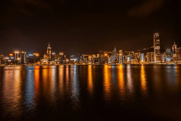 Beautiful Architecture Building Cityscape Hong Kong City Skyline Twilight Night — Stock Photo, Image