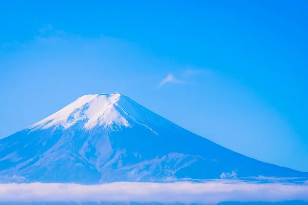 Hegyi Fuji Maple Leaf Fehér Felhő Kék Őszi Szezon Yamanashi — Stock Fotó