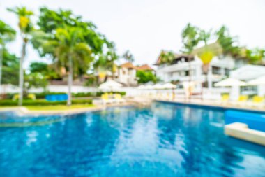 Seyahat ve tatil için güzel otel resort ve yüzme havuzu arka plan bulanıklık