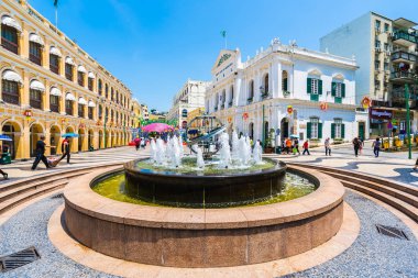Çin, Macau macau şehir - 6 Eylül 2018 - güzel eski mimari yapı Arata kare çevresinde