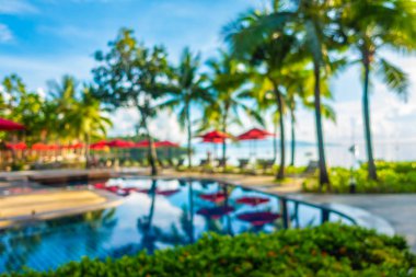 Soyut bulanıklık ve ufuk güzel açık yüzme havuzunda otel ve tatil seyahat ve tatil için