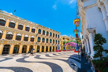 Çin, Macau macau şehir - 6 Eylül 2018 - güzel eski mimari yapı Arata kare çevresinde