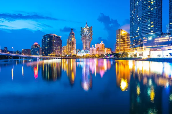 Bela Arquitetura Edifício Cityscape Cidade Macau Noite — Fotografia de Stock