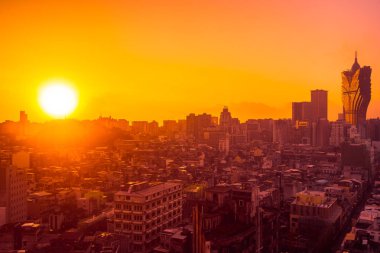 Bina Cityscape macau şehir manzarası güneş doğarken güzel mimari