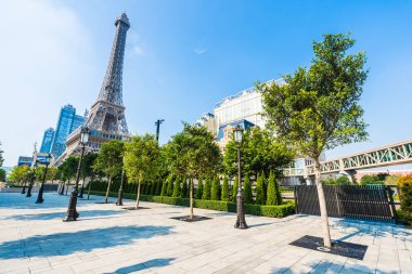 Çin, Makao - 10 Eylül 2018 - güzel eiffel tower landmark Paris oteli ve macau City resort