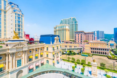 Çin, Makao - 11 Eylül 2018 - güzel lüks dış mimari yapı otelin çare macau şehir manzarası