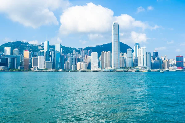Hermoso Edificio Arquitectura Exterior Paisaje Urbano Hong Kong Horizonte Ciudad — Foto de Stock