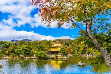 Güzel Kinkakuji Tapınağı Kyoto Japonya'nın Altın Köşk Simgesel Yapı ile