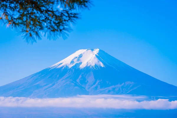 Beau Paysage Fuji Montagne Autour Érable Avec Nuage Blanc Ciel — Photo