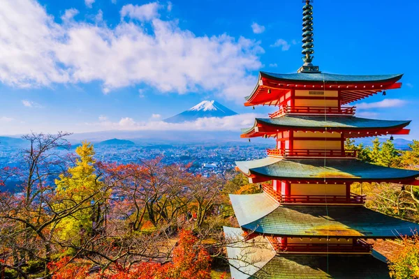 Красивый Пейзаж Горного Фудзи Пагода Чурейто Вокруг Кленового Листа Осенний — стоковое фото