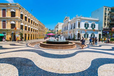 Çin, Macau macau şehir - 6 Eylül 2018 - güzel eski mimari yapı Arata kare çevresinde