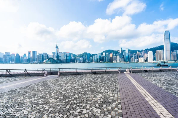 Красивая Архитектура Здания Внешний Городской Пейзаж Гонконга Горизонта Города Голубым — стоковое фото