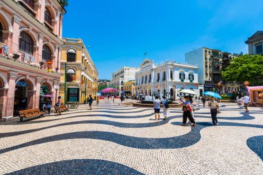 Çin, Macau macau şehir - 6 Eylül 2018 - güzel eski mimari yapı Arata kare çevresinde