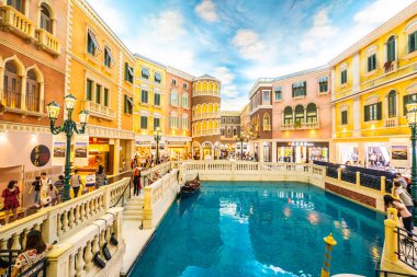 Çin, Makao - 8 Eylül 2018 - güzel lüks Venedik otel resort ve macau City Alışveriş Merkezi ile casio