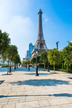 Çin, Makao - 10 Eylül 2018 - güzel eiffel tower landmark Paris oteli ve macau City resort