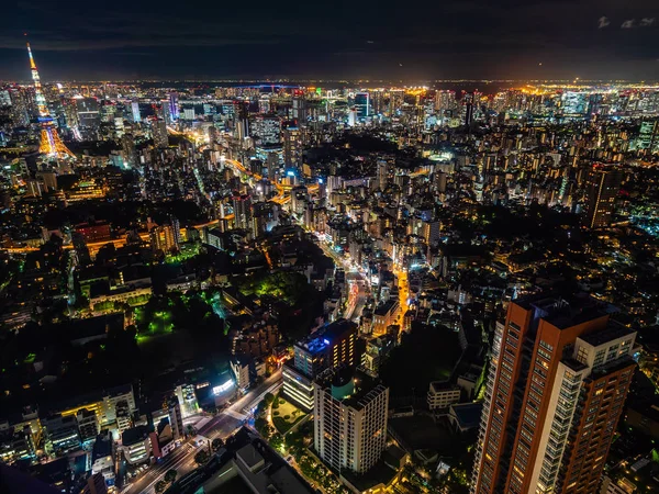 Bela Cidade Com Arquitetura Construção Tokyo Cidade Japão Noite — Fotografia de Stock