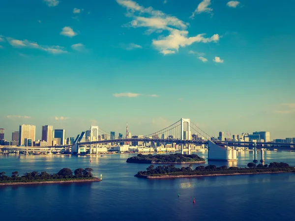 Vackra Stadsbilden Med Arkitekturen Byggnad Och Rainbow Bridge Tokyo City — Stockfoto