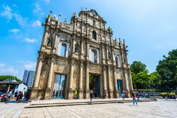 Kina Macau September 2018 Vacker Gammal Arkitektur Byggnad Med Ruin — Stockfoto