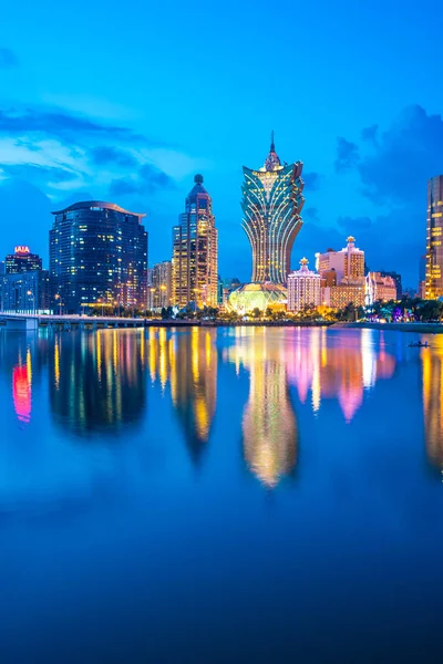 Bela Arquitetura Edifício Cityscape Cidade Macau Noite — Fotografia de Stock