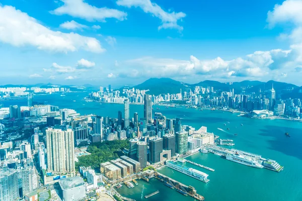 Beautiful Architecture Building Exterior Cityscape Hong Kong City Skyline Blue — Stock Photo, Image