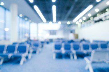 Soyut bulanıklık ve arka plan için Havaalanı terminal iç defocused