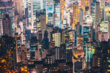 Alacakaranlık ve gece hong kong şehir manzarası dış cityscape bina güzel mimari