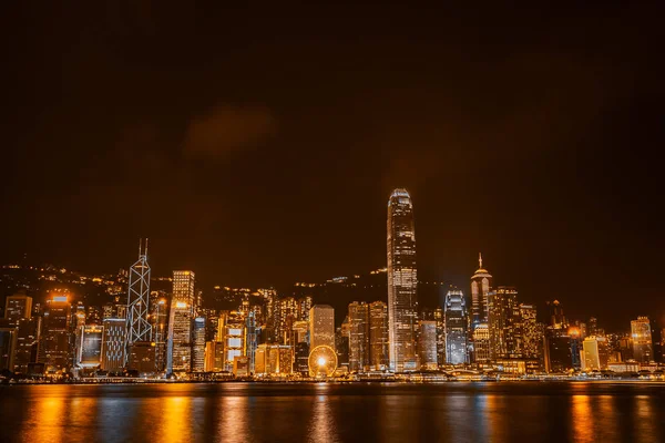 Beautiful Architecture Building Cityscape Hong Kong City Skyline Twilight Night — Stock Photo, Image