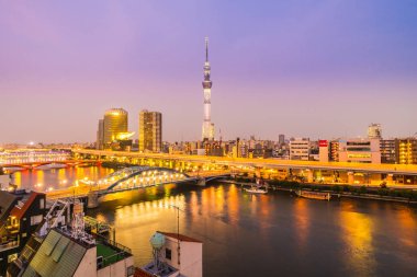 Tokyo, Japonya - 3 Ağustos 2018: tokyo city tokyo ağaç gökyüzü ile bina güzel mimari