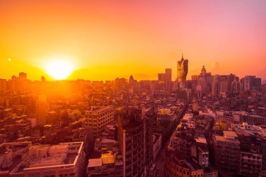 Bina Cityscape macau şehir manzarası güneş doğarken güzel mimari