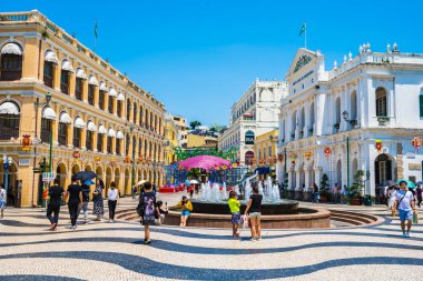 Çin, Macau macau şehir - 6 Eylül 2018 - güzel eski mimari yapı Arata kare çevresinde