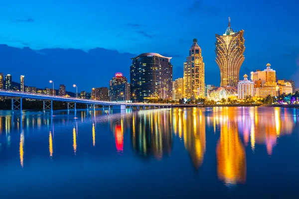 Bela Arquitetura Edifício Cityscape Cidade Macau Noite — Fotografia de Stock