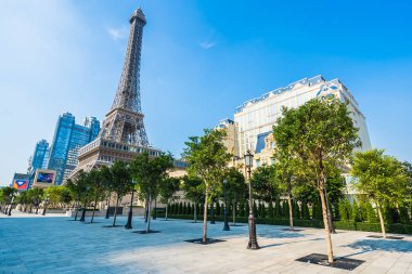 Çin, Makao - 10 Eylül 2018 - güzel eiffel tower landmark Paris oteli ve macau City resort