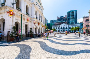 Çin, Macau macau şehir - 6 Eylül 2018 - güzel eski mimari yapı Arata kare çevresinde
