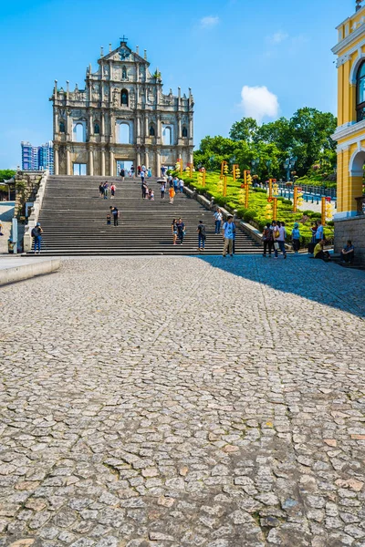 Kina Macau September 2018 Vacker Gammal Arkitektur Byggnad Med Ruin — Stockfoto