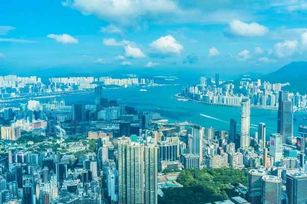 Beautiful Architecture Building Exterior Cityscape Hong Kong City Skyline Blue — Stock Photo, Image