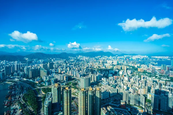 Beautiful Architecture Building Exterior Cityscape Hong Kong City Skyline Blue — Stock Photo, Image