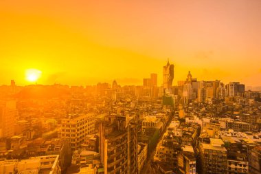 Bina Cityscape macau şehir manzarası güneş doğarken güzel mimari