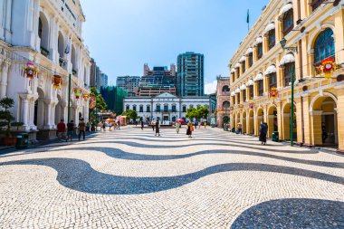 Çin, Macau macau şehir - 6 Eylül 2018 - güzel eski mimari yapı Arata kare çevresinde