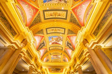 Çin, Makao - 10 Eylül 2018 - güzel lüks otel resort ve macau şehir Venedik Simgesel Yapı casino oyunu