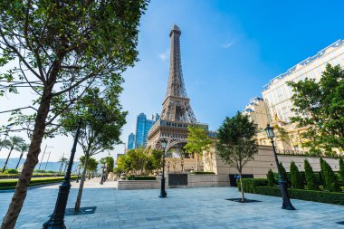 Çin, Makao - 10 Eylül 2018 - güzel eiffel tower landmark Paris oteli ve macau City resort