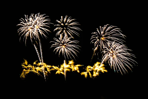 Прекрасный Цветной Фейерверк Черном Небе Ночью Празднования — стоковое фото