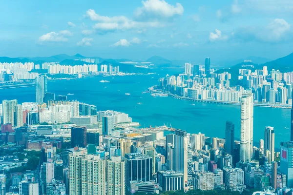 Beautiful Architecture Building Exterior Cityscape Hong Kong City Skyline Blue — Stock Photo, Image