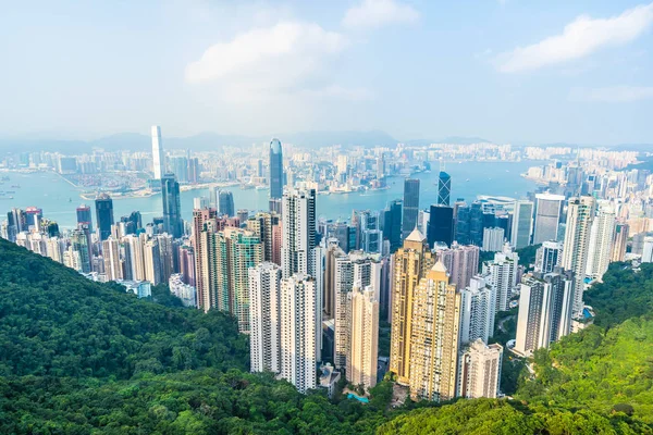 Beautiful Architecture Building Exterior Cityscape Hong Kong City Skyline Blue — Stock Photo, Image