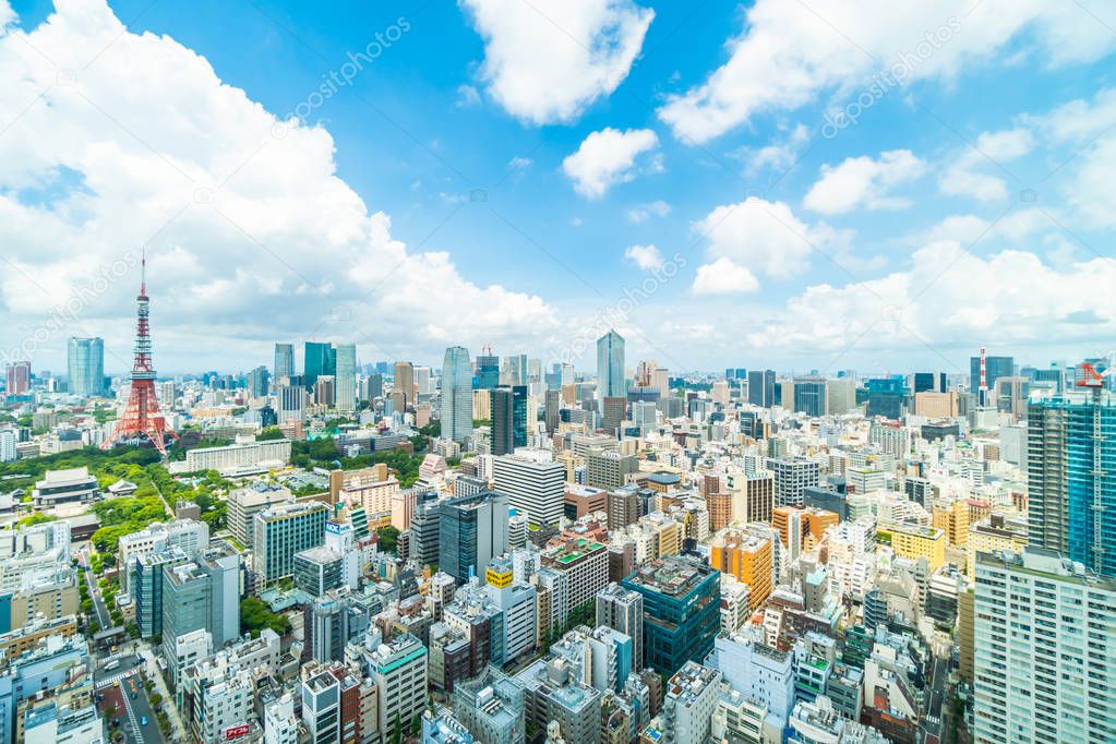 Beautiful architecture building in tokyo city skyline Japan